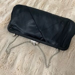 La Sera by Franchi Evening Black bag with rhinestone closure like new.